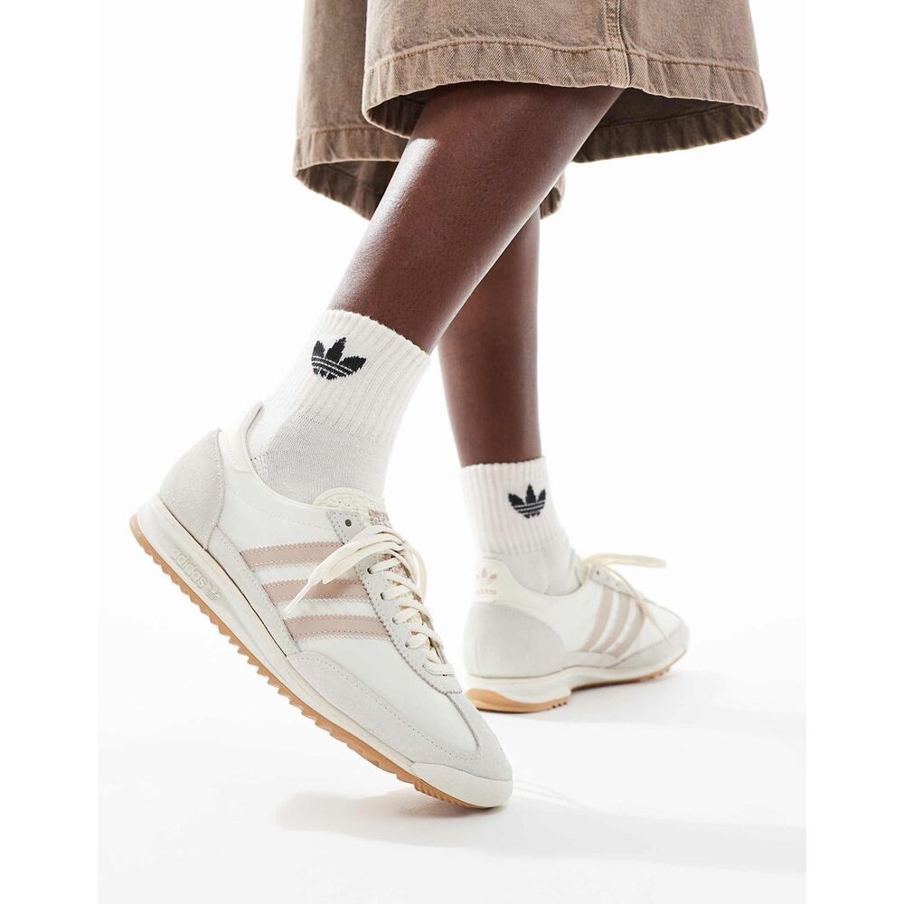 Adidas Women 8.5 SL 72 OG Shoes White/Wonder Taupe JH7394 Sneakers Stripe Retro - Picture 2 of 7